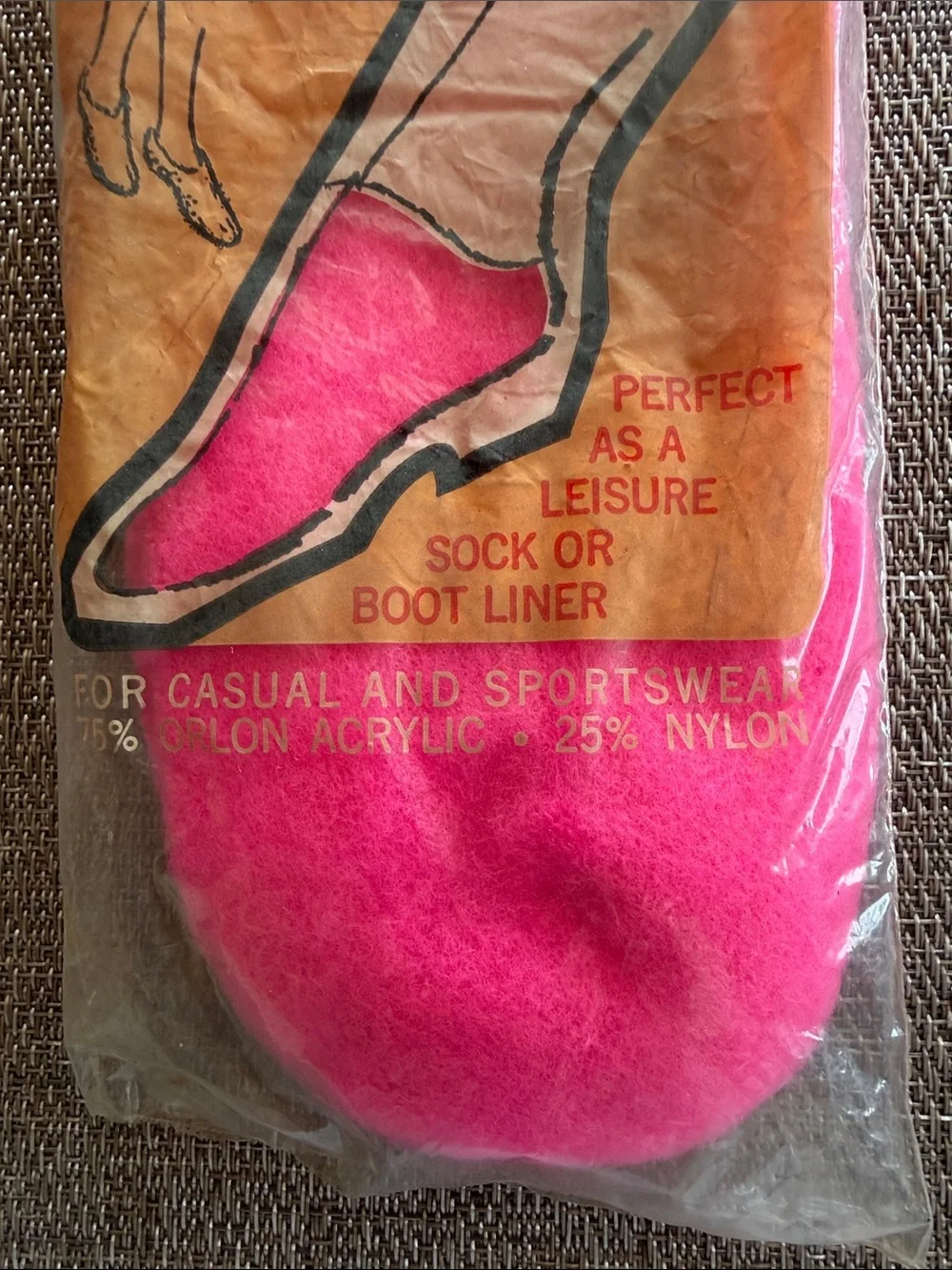 Hot Pink 1960's Vintage Tender Foot Slipper Socks New Old Stock Size 9-11 Sealed